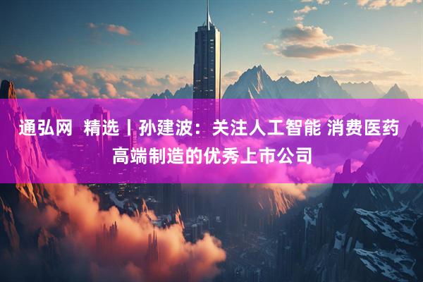 通弘网  精选丨孙建波：关注人工智能 消费医药 高端制造的优秀上市公司